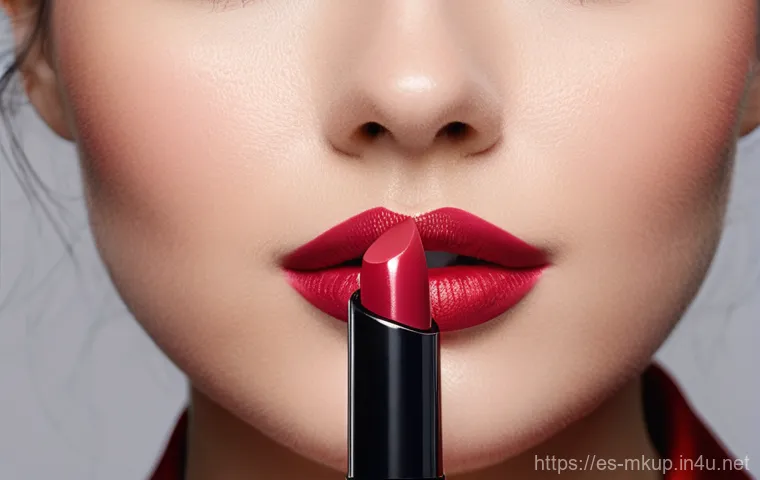 하이엔드 립스틱 브랜드 TOP 5 - **Prompt: "A close-up, eye-level shot of an elegant woman, aged 30-40, with impeccably manicured han...