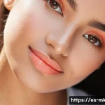 Home 22 바캉스 메이크업 필수템 - A close-up portrait of a young Hispanic woman with flawless summer makeup, featuring a lightweight B...