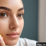 Home 18 트윈 케익 파운데이션 장단점 - A close-up portrait of a young woman with flawless, natural-looking skin applying twin cake foundati...